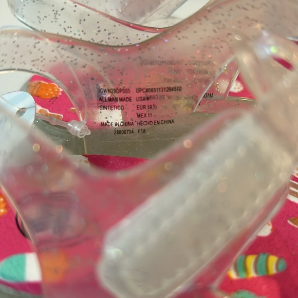 Infants Jelly Sandals Sz 4, Clear sparkles, ice cream soft soles Velcro - Picture 7 of 7